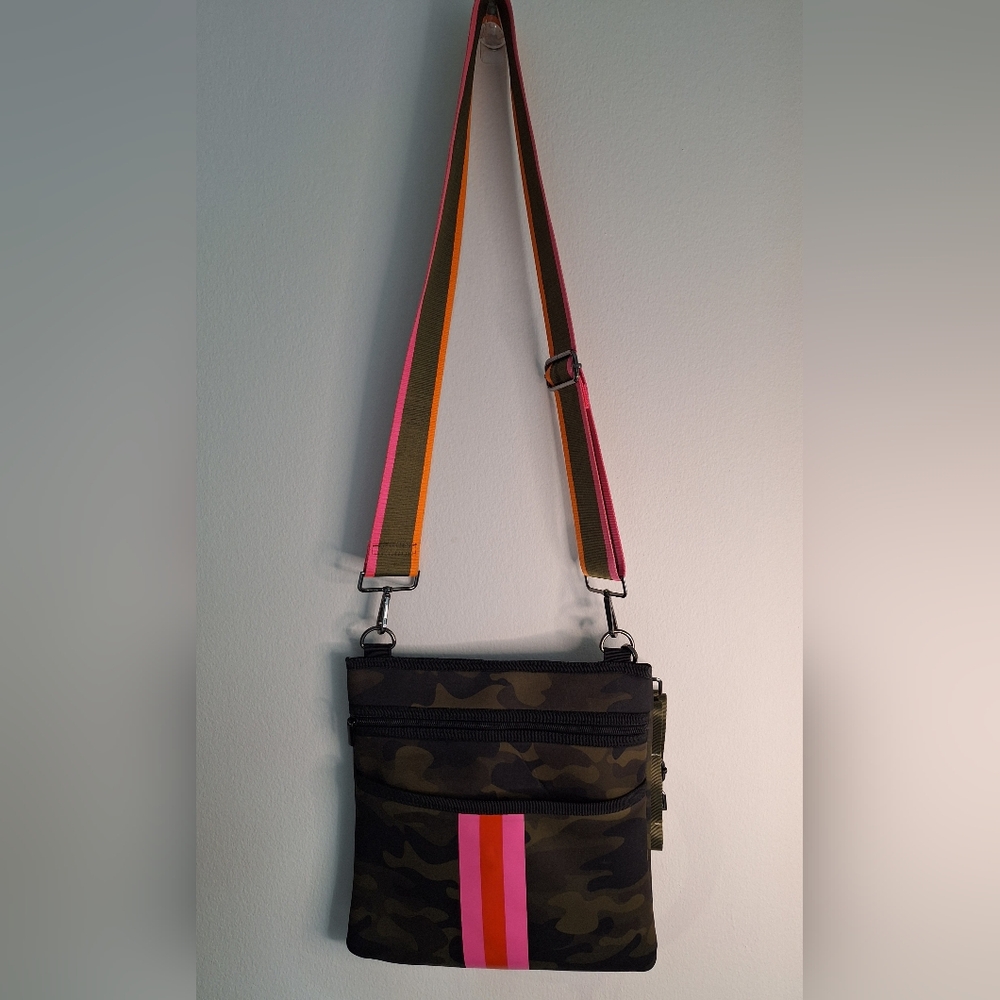 Haute Shore Camo Green Neoprene Crossbody Bag with Extra Strap